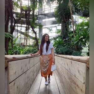 H&M Orange Paisley Boho Wrapover Skirt